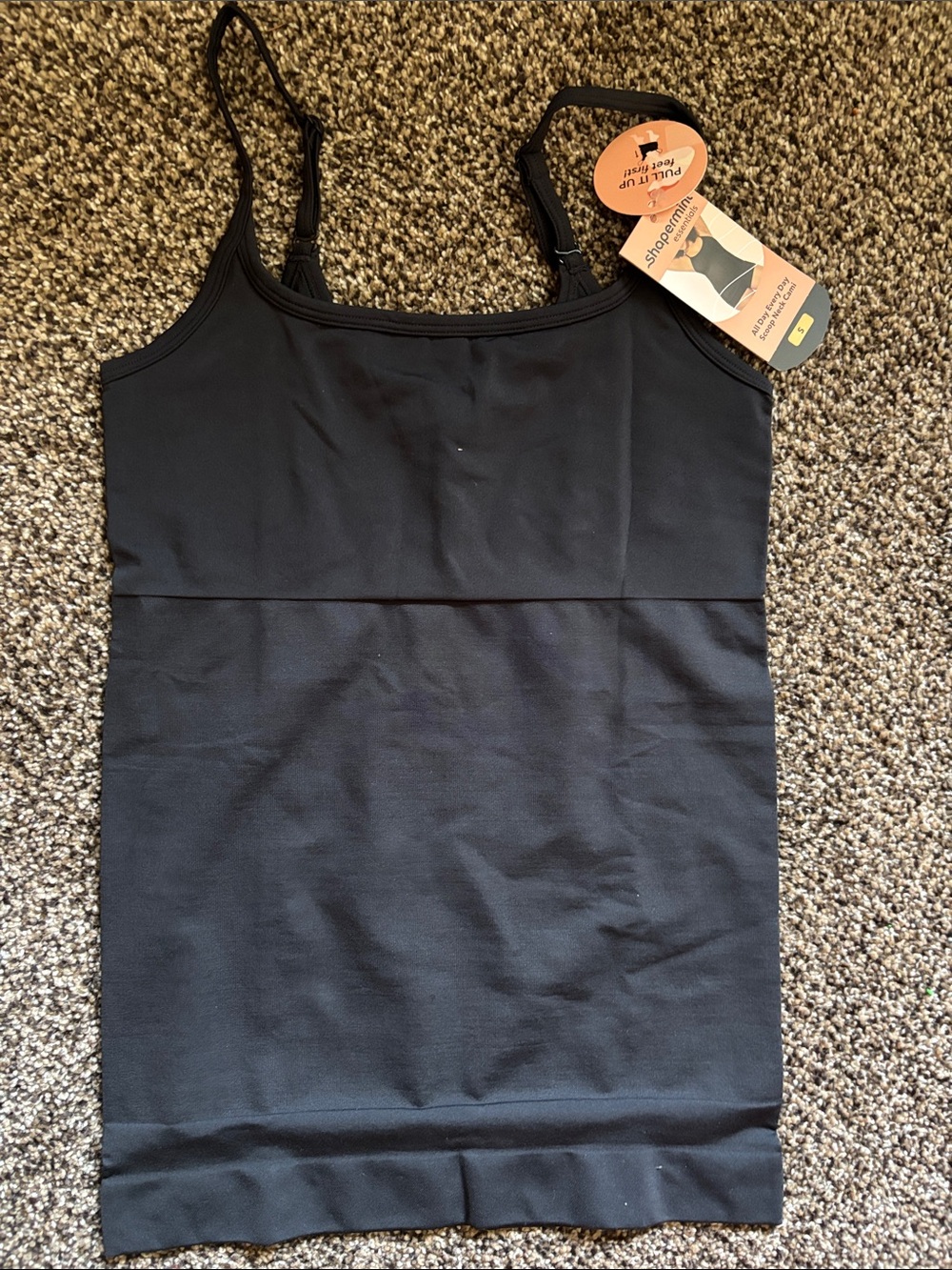 Shapermint Black Seamless Shaping Camisole with Adjustable Straps